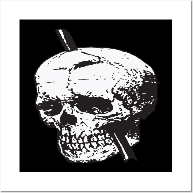 Black and White Skull of Phineas Gage With Tamping Iron Vector Wall Art by taiche